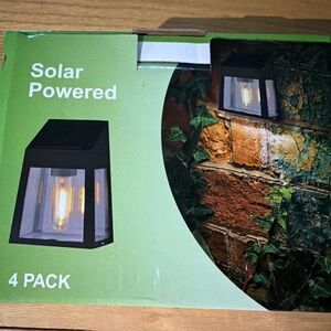Solar Powered Outdoor Wall Lanterns - Black (4 Pack)